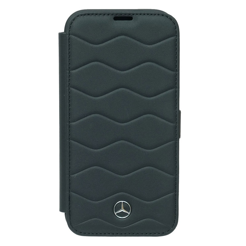 メルセデスベンツ iPhone 16 レザー ブックタイプケース WITH WAVES ブラック MEBKP16S23RWRSK