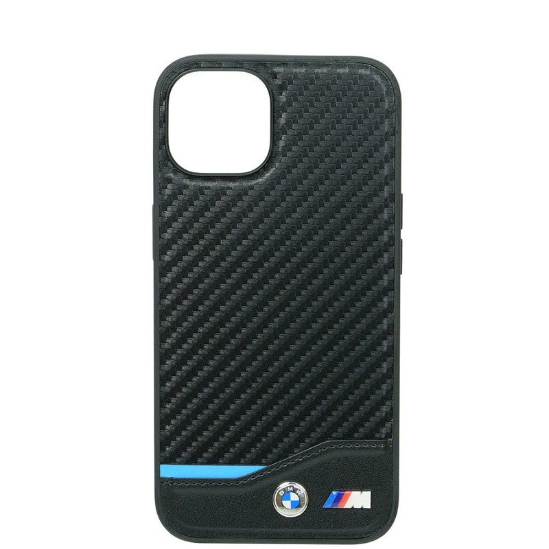 BMW iPhone 14 マグセーフ PUカーボン バックカバー ブラック BMHMP14S22NBCK
