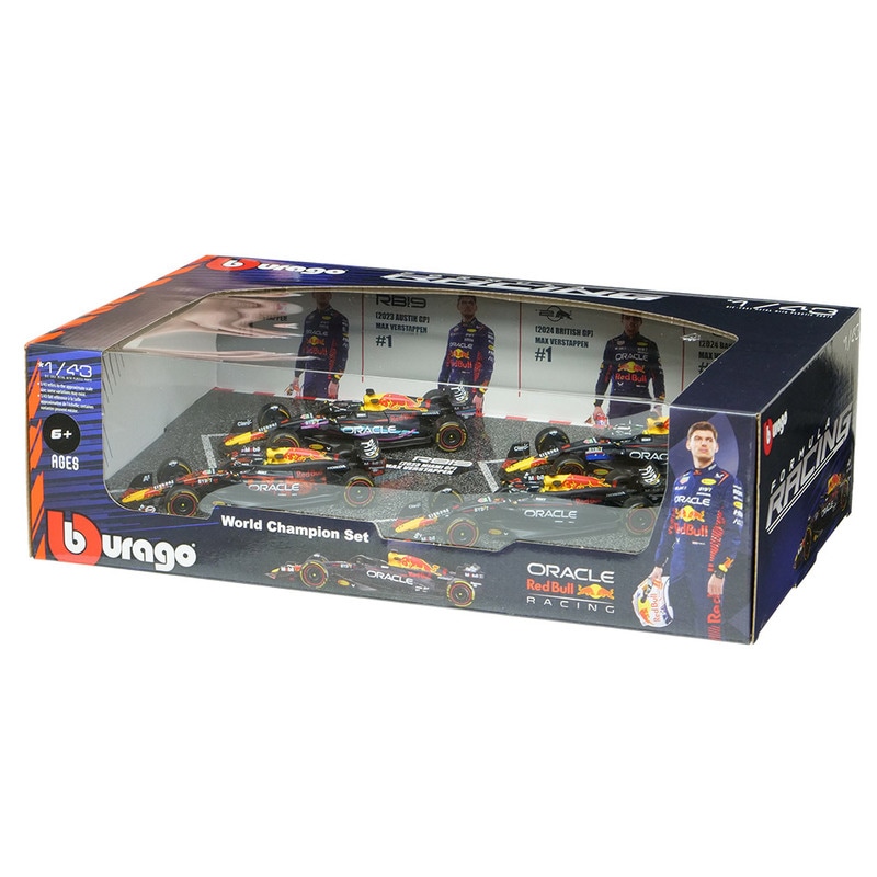 BBURAGO 1/43スケール レッドブル M.フェルスタッペン F1 モデルカー4台セット 2023-2024 ネイビー BR-18-38092