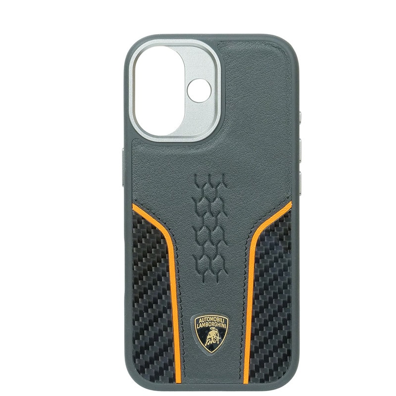 ランボルギーニ iPhone 17 レザー＆リアルカーボン バックカバー ウラカン D21 オレンジ マグセーフ対応 LB-TPUPCMIP17-HU/D21-OE