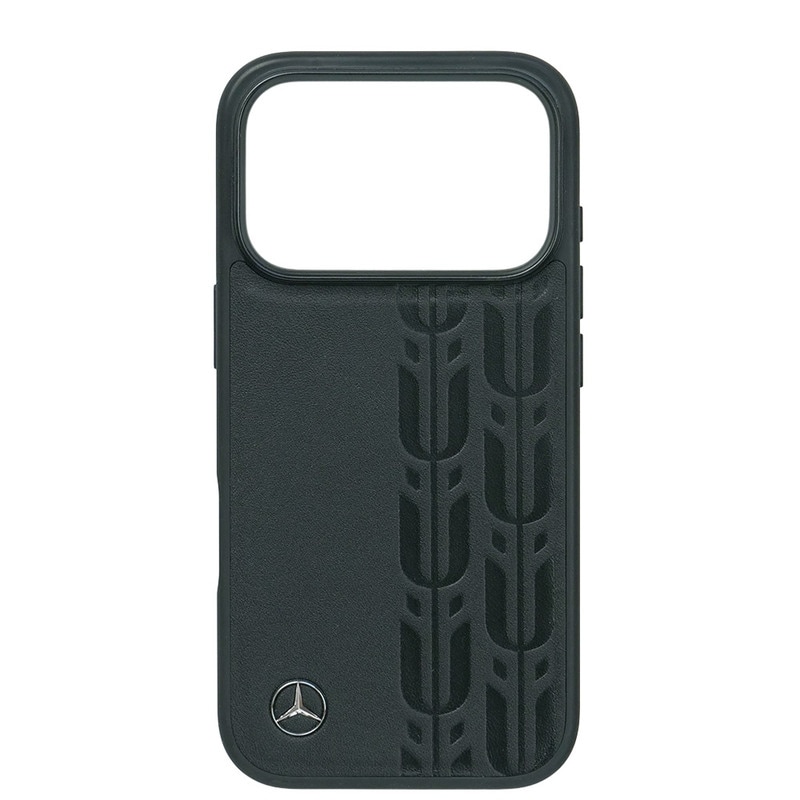 メルセデスベンツ iPhone 17Pro レザー バックカバー ローレル模様 ブラック マグセーフ対応 MEHMP17L25RDSLAK