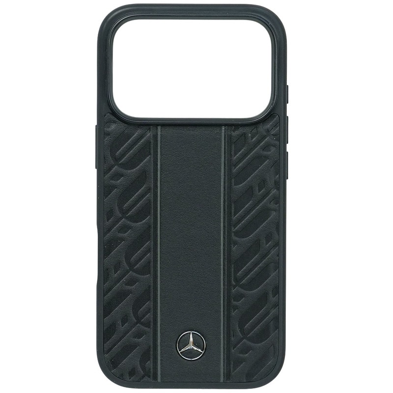 メルセデスベンツ iPhone 17Pro レザー バックカバー ローレル模様 グレーライン ブラック マグセーフ対応 MEHMP17L25RLDLKH