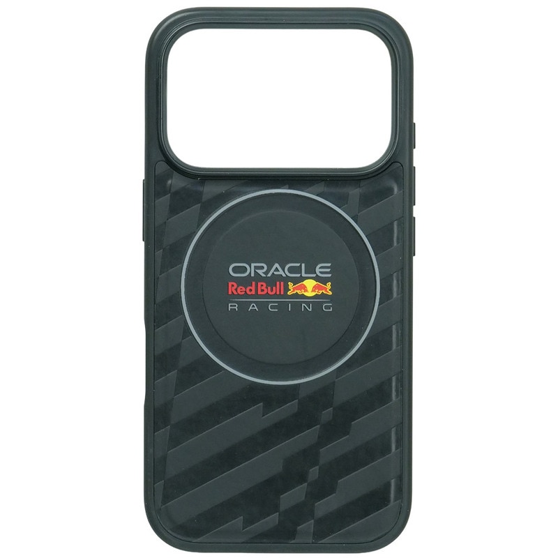 オラクル レッドブル レーシング iPhone 17Pro PUレザー バックカバー ロゴ/エンボスパターン ブラック マグセーフ対応 RBHMP17L25PUCKK