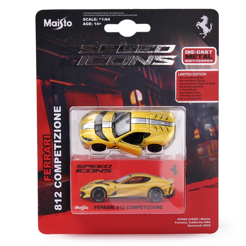 Maisto 1/64スケール SPEED ICONS フェラーリ 812 コンペティツィオーネ メタリックイエロー MS15709YG