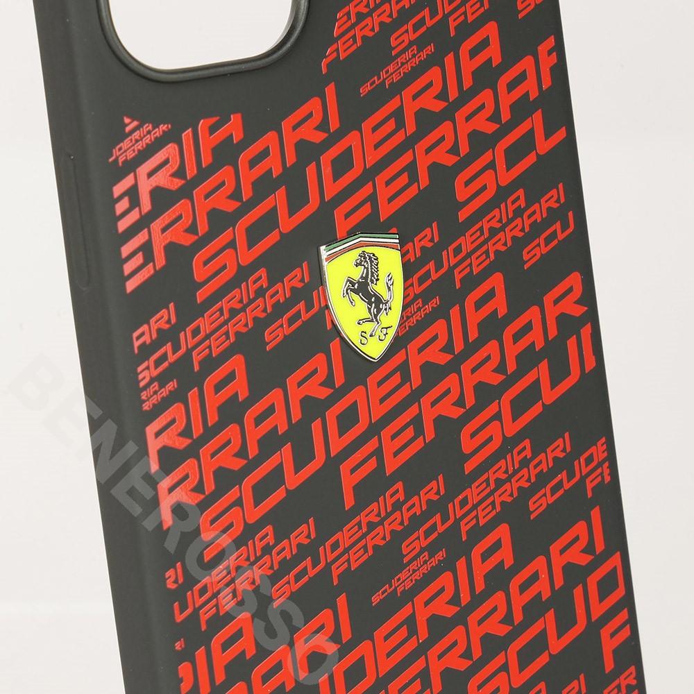 フェラーリ iPhone14plus ロゴプリント シリコン バックカバー