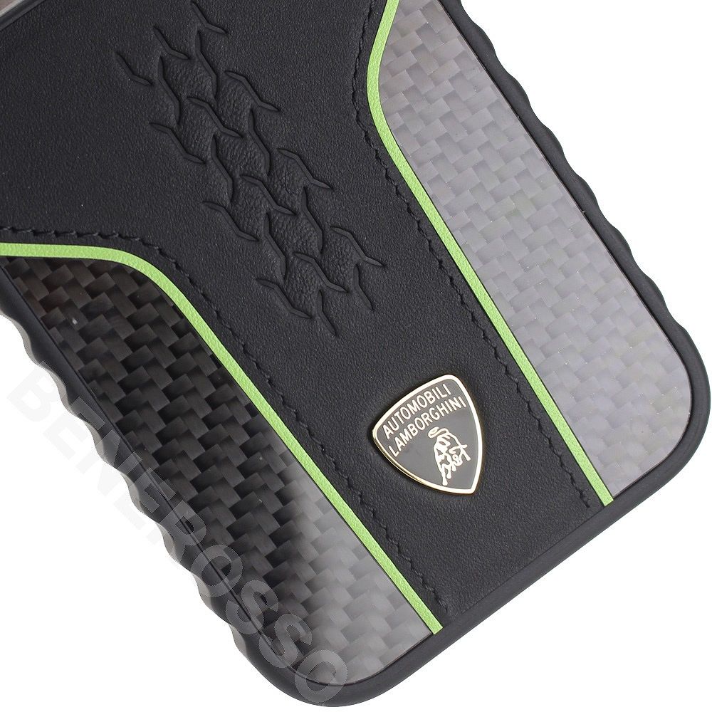 ランボルギーニ iPhone 15ProMax マグセーフ アルカンターラ＆カーボンファイバー バックカバー ウラカン D21 グリーン LB-TPUPCMIP15PM-HU/D21-GN