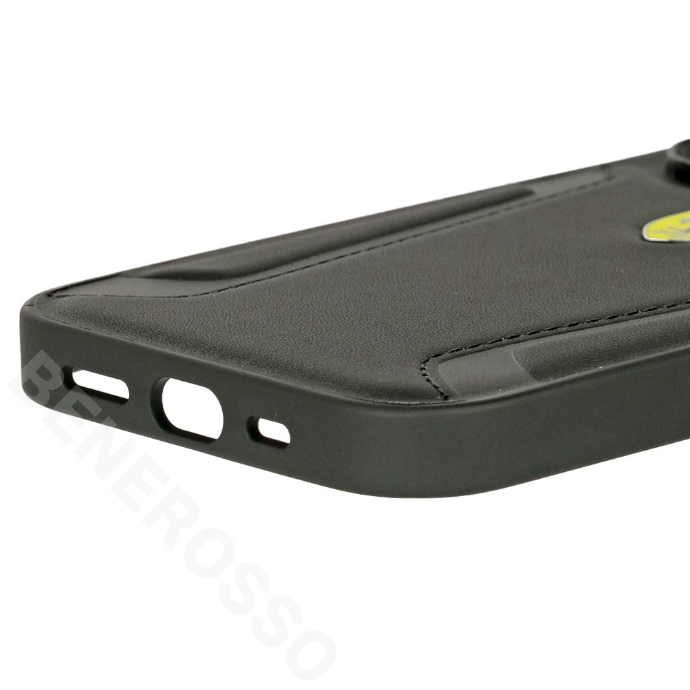 フェラーリ iPhone14Pro レザー バックカバー ブラック FEHCP14LRBUK