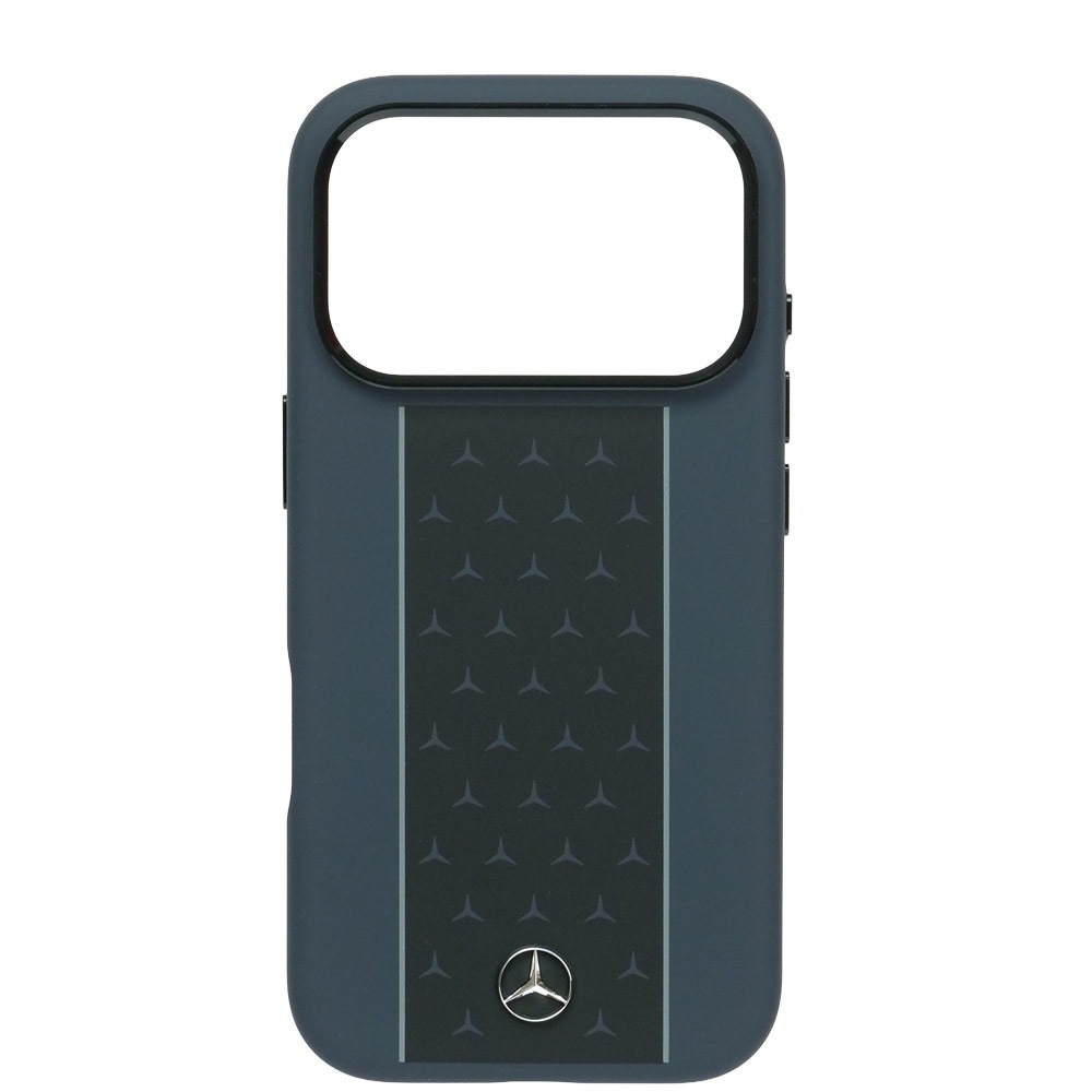 メルセデスベンツ iPhone 17Pro レザー バックカバー 星形模様 ホワイトライン ブラック マグセーフ対応 MEHMP17L25LSMSSK