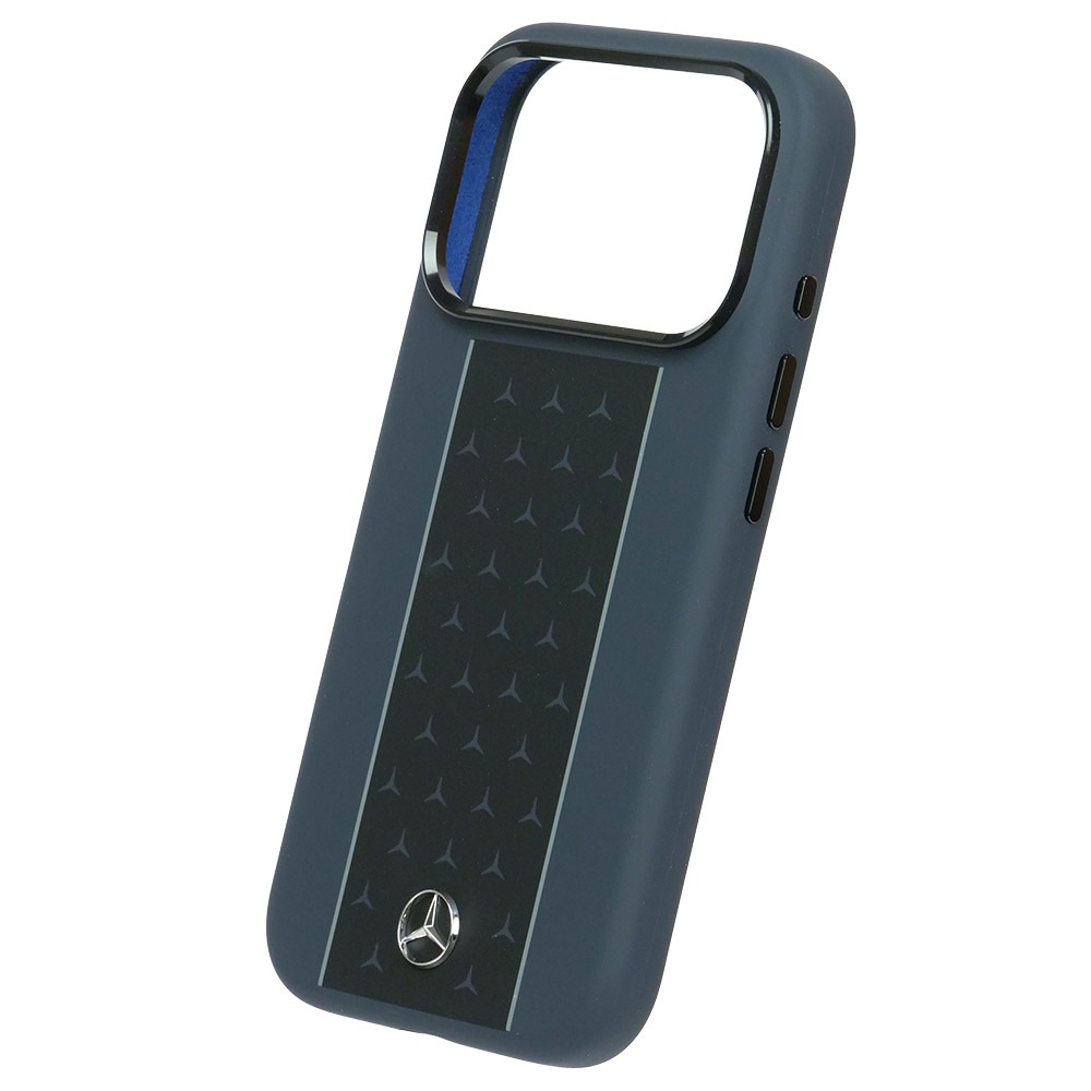 メルセデスベンツ iPhone 17Pro レザー バックカバー 星形模様 ホワイトライン ブラック マグセーフ対応 MEHMP17L25LSMSSK