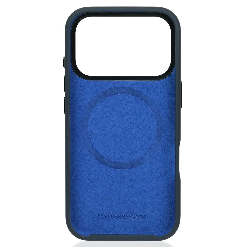 メルセデスベンツ iPhone 17Pro レザー バックカバー 星形模様 ホワイトライン ブラック マグセーフ対応 MEHMP17L25LSMSSK