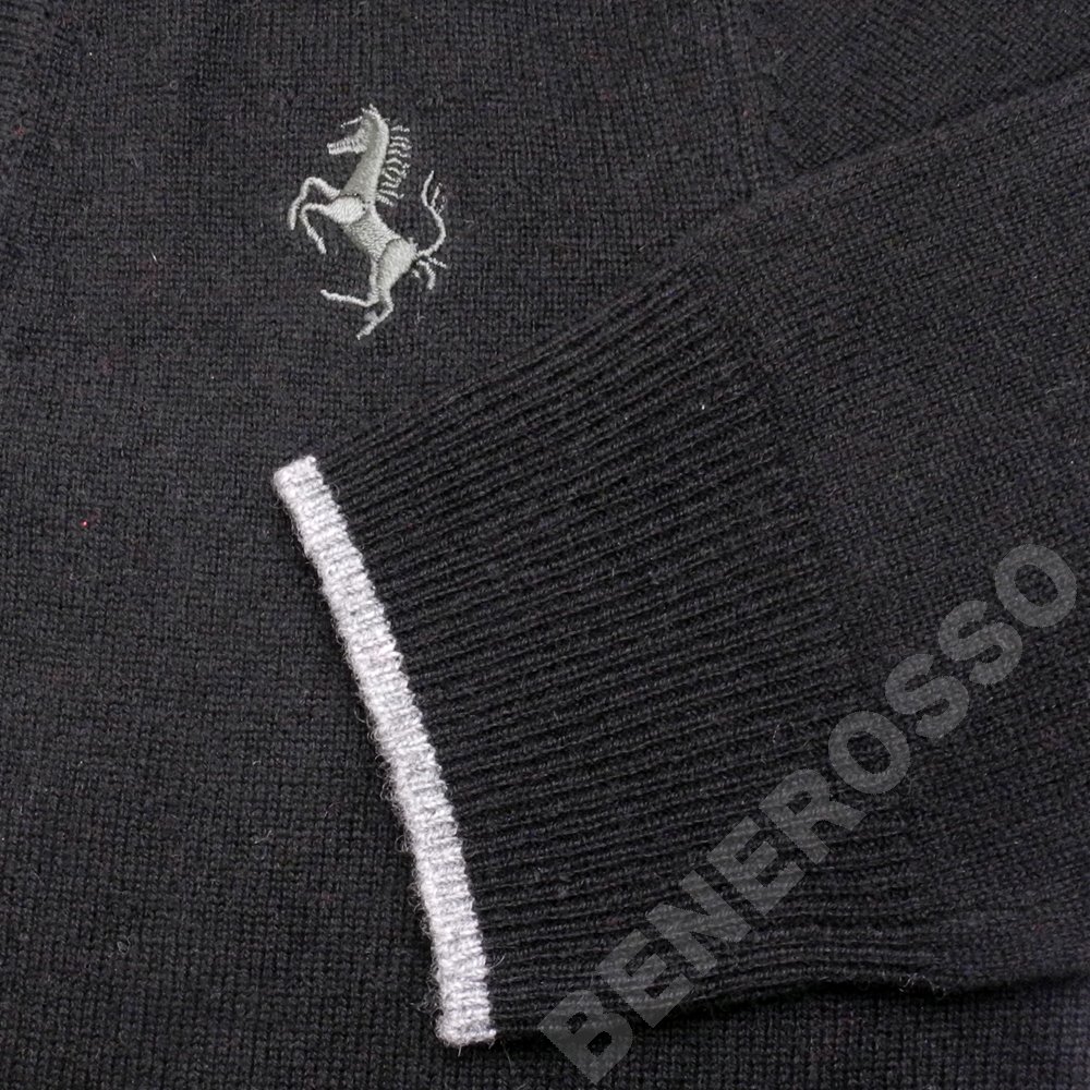 フェラーリ レディース Vネック ジャンパー ブラック