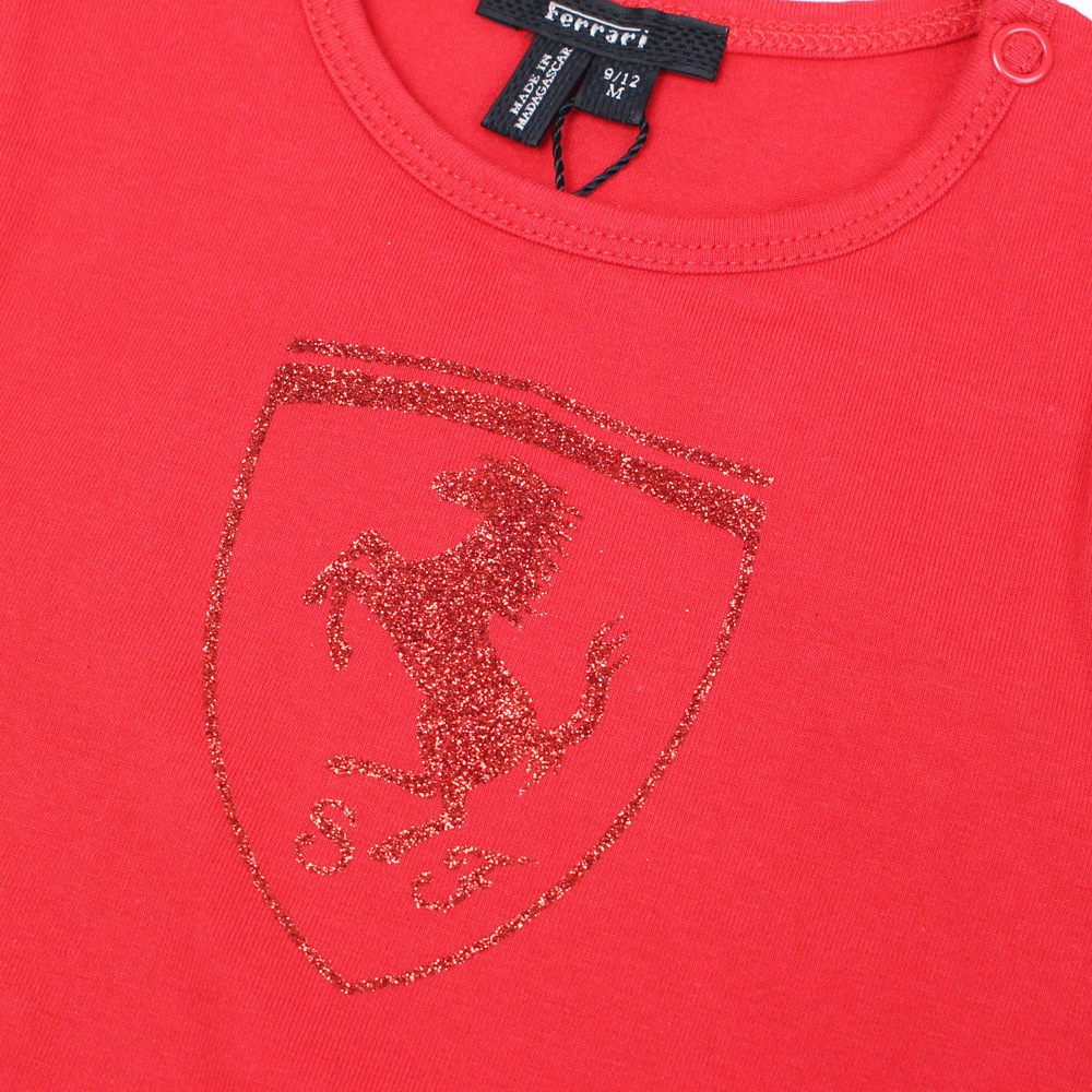 フェラーリ インファント ビッグスクデット グリッター Tシャツ レッド