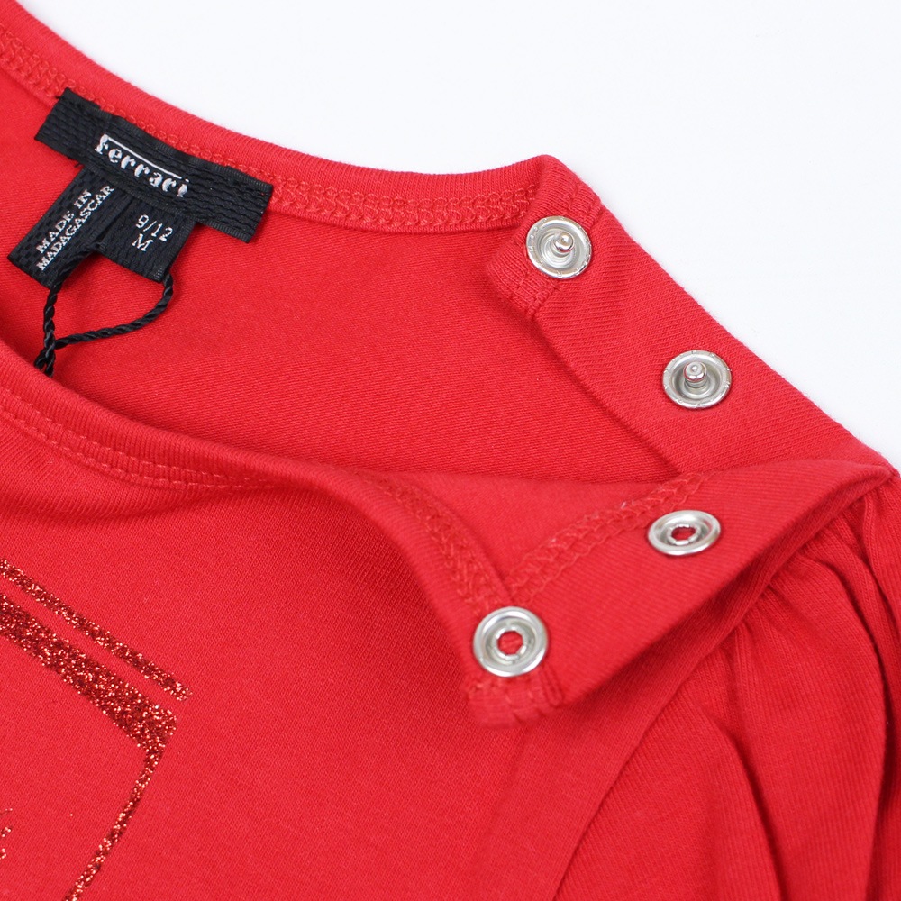 フェラーリ インファント ビッグスクデット グリッター Tシャツ レッド