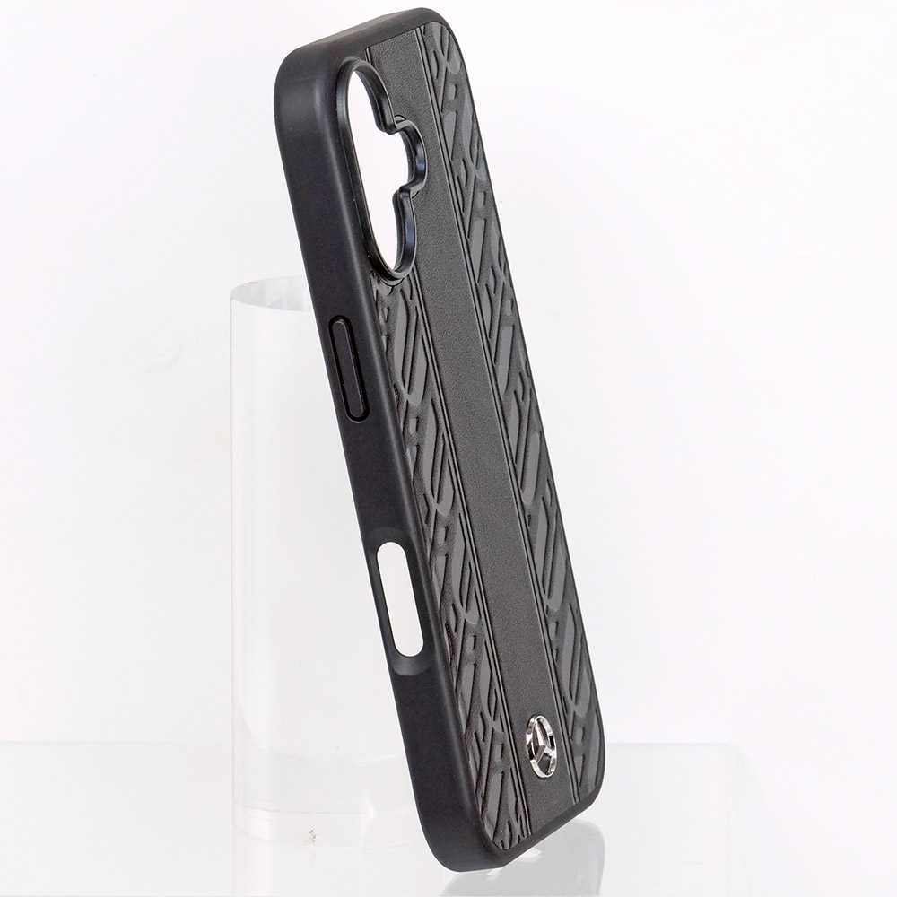 メルセデスベンツ iPhone 17 レザー バックカバー ローレル模様 グレーライン ブラック マグセーフ対応 MEHMP17S25RLDLKH