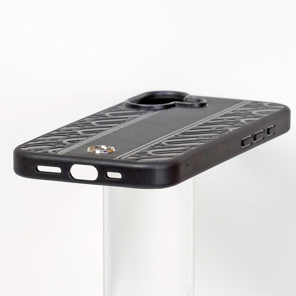 メルセデスベンツ iPhone 17 レザー バックカバー ローレル模様 グレーライン ブラック マグセーフ対応 MEHMP17S25RLDLKH