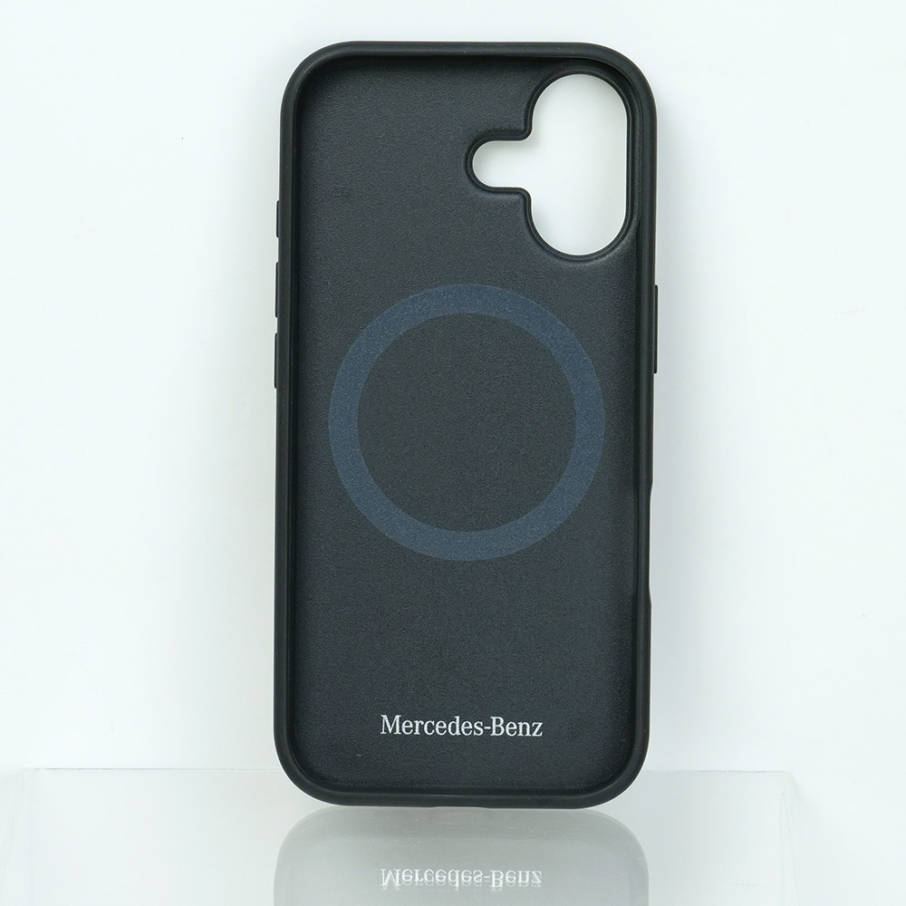 メルセデスベンツ iPhone 17 レザー バックカバー ローレル模様 グレーライン ブラック マグセーフ対応 MEHMP17S25RLDLKH