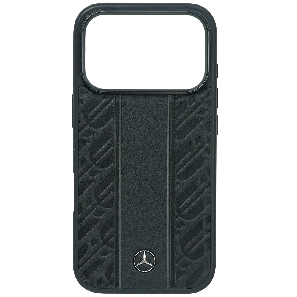 メルセデスベンツ iPhone 17Pro レザー バックカバー ローレル模様 グレーライン ブラック マグセーフ対応 MEHMP17L25RLDLKH
