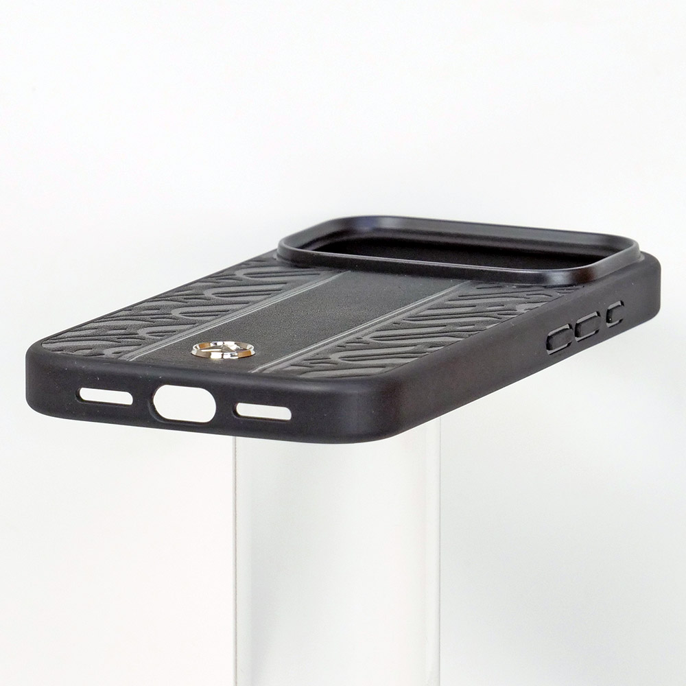 メルセデスベンツ iPhone 17Pro レザー バックカバー ローレル模様 グレーライン ブラック マグセーフ対応 MEHMP17L25RLDLKH