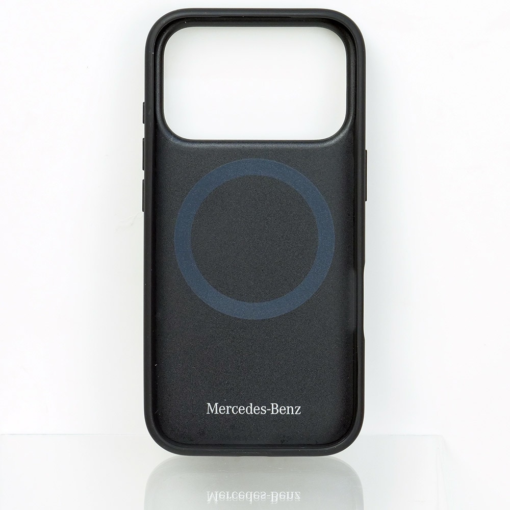 メルセデスベンツ iPhone 17Pro レザー バックカバー ローレル模様 グレーライン ブラック マグセーフ対応 MEHMP17L25RLDLKH