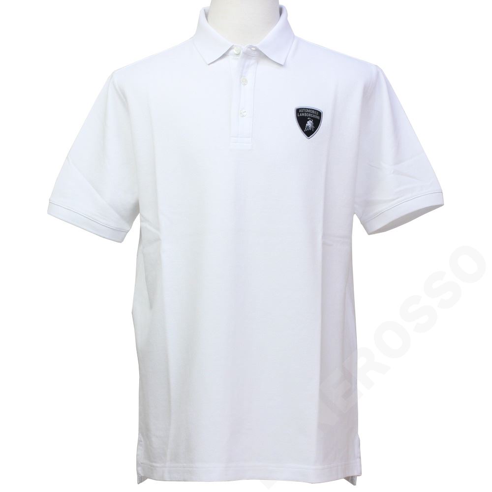 ランボルギーニ メンズ アヴェンタドールS ソリッド ピケ ポロ ホワイト（Bianco Isi）9012181CCW086 