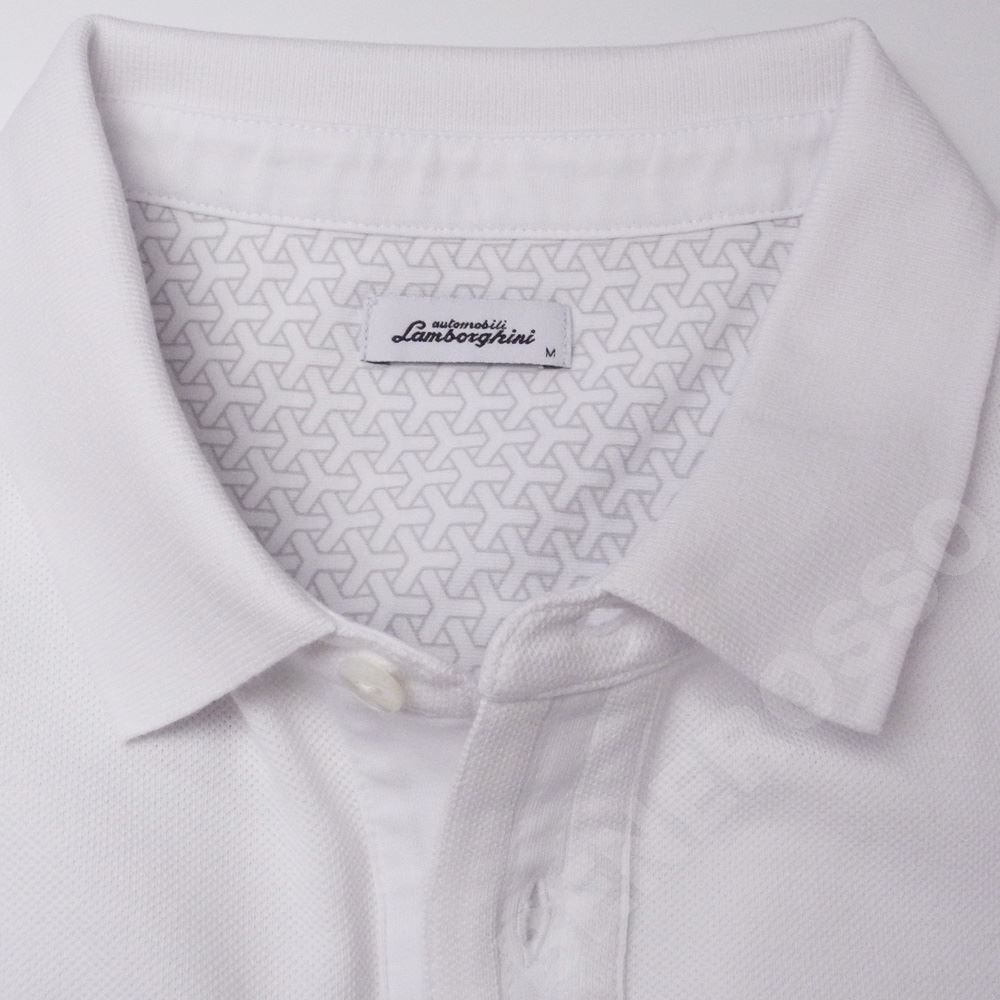 ランボルギーニ メンズ アヴェンタドールS ソリッド ピケ ポロ ホワイト（Bianco Isi）9012181CCW086 