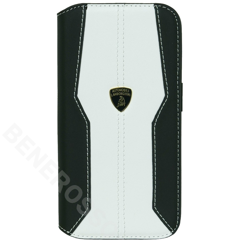 ランボルギーニ iPhone 15Pro レザー ブックタイプケース ウラカン D1 ホワイト LB-TPUFCIP15P-HU/D1-WE