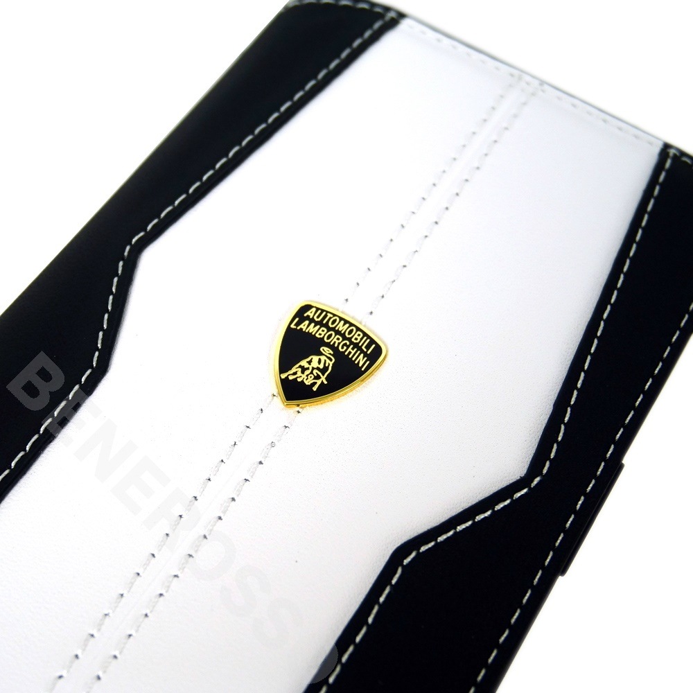 ランボルギーニ iPhone 15Pro レザー ブックタイプケース ウラカン D1 ホワイト LB-TPUFCIP15P-HU/D1-WE