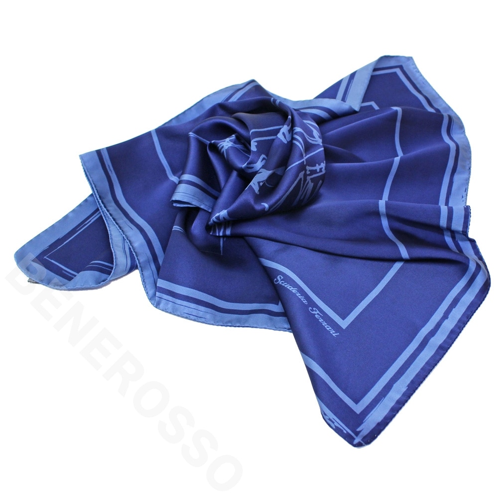 フェラーリ シールド プリント スカーフ ネイビー 