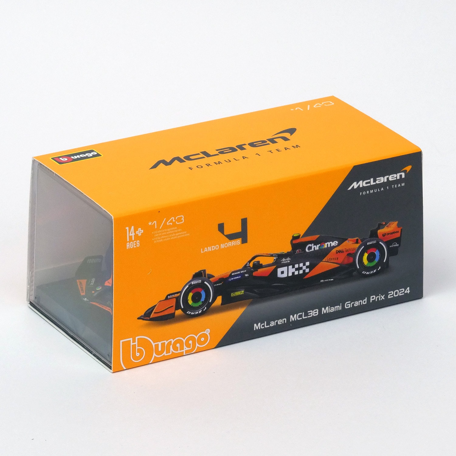 Bburago 1/43スケール マクラーレン F1 チーム MCL38 マイアミGP 2024