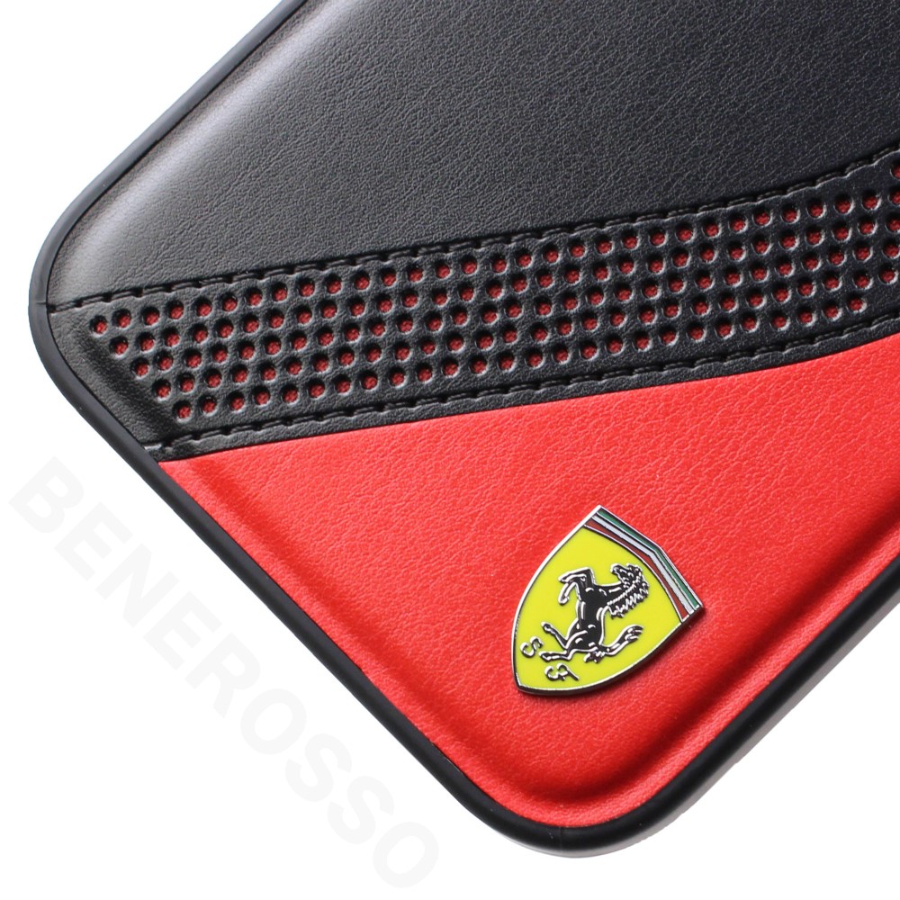 フェラーリ iPhone14plus PU レザー ツートン バックカバー ブラック/レッド FEHCP14MPZIK