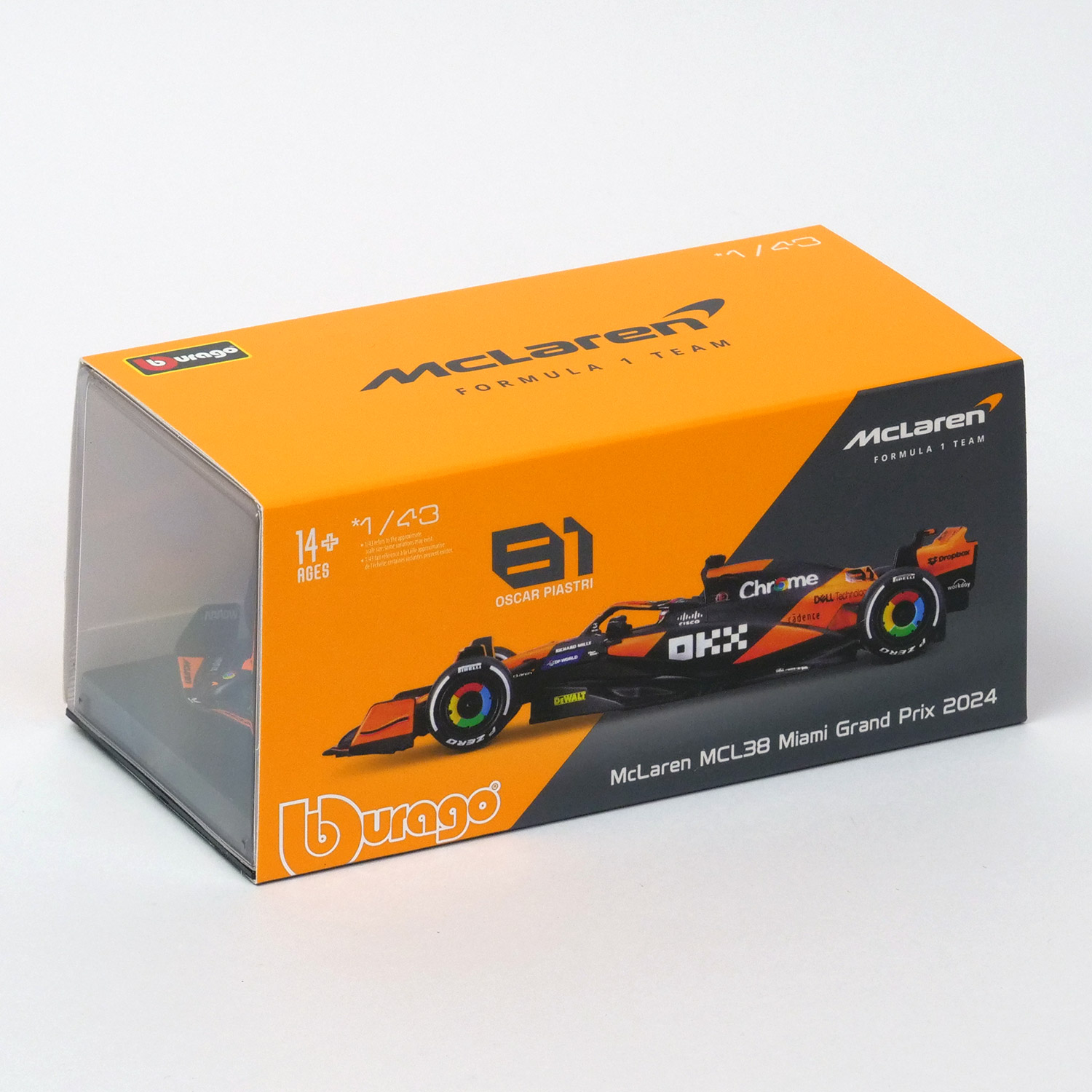 Bburago 1/43スケール マクラーレン F1 チーム MCL38 マイアミGP 2024