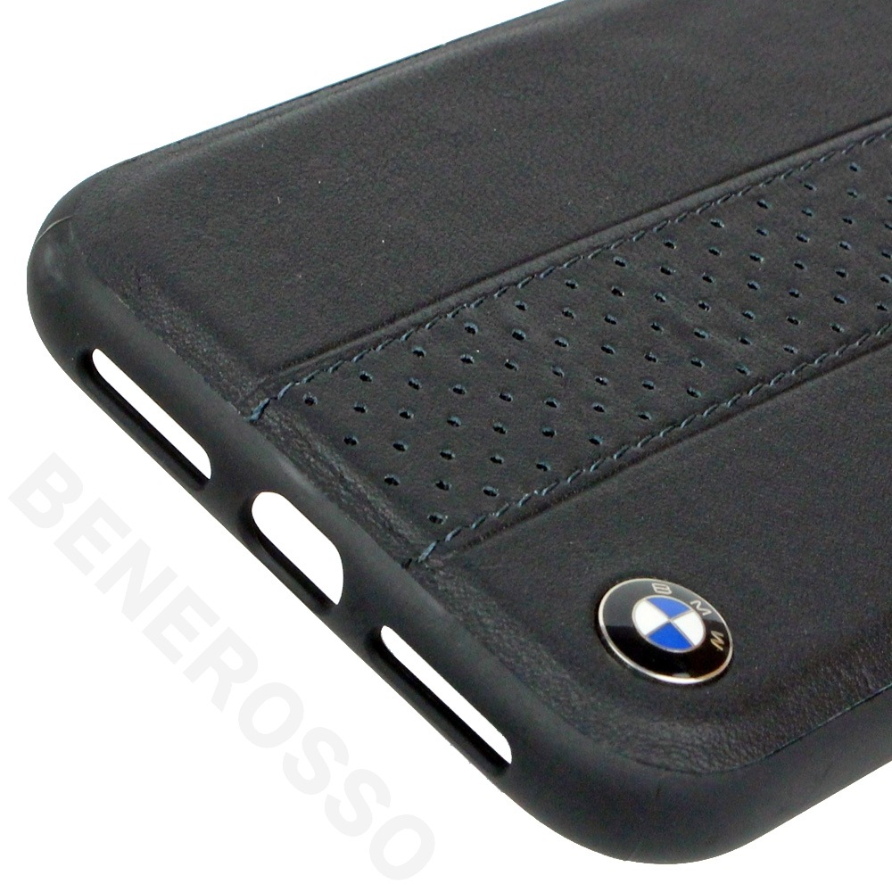 BMW iPhone XR パーフォレーテッド レザー ストライプ ハードケース ブラック BMHCI61PLCBK 