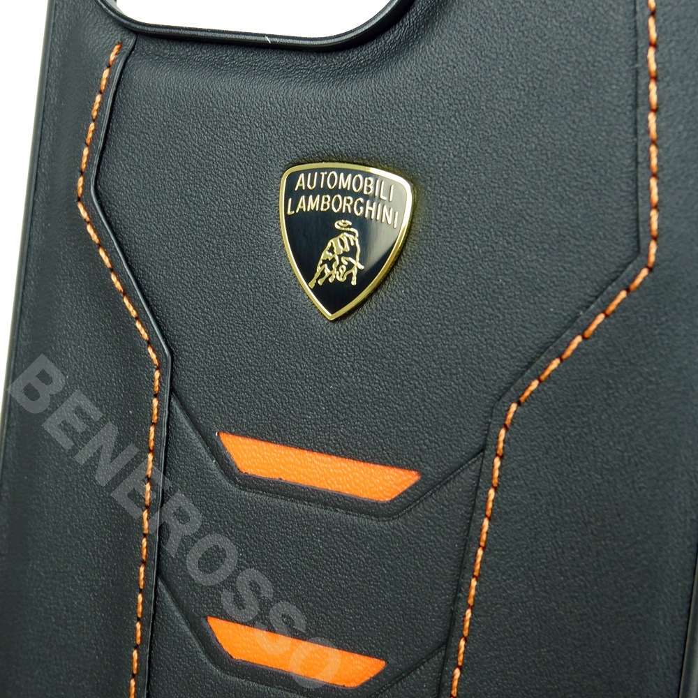 ランボルギーニ iPhone 15Pro レザー バックカバー ウラカン D16 オレンジ LB-TPUPCIP15P-HU/D16-OE