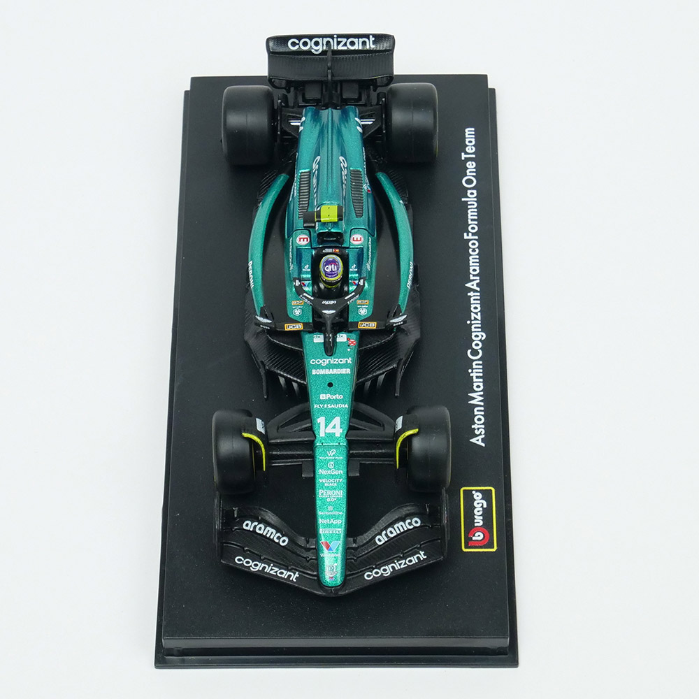 BBURAGO 1/43スケール アストン マーティン アラムコ コグニザント F1 チーム AMR23 2023 #14 F.アロンソ ドライバー付 BR-18-38091FA