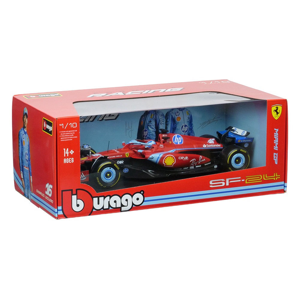 Bburago 1/18スケール フェラーリ SF-24 マイアミGP 2024 #16 C Bburago 1/18スケール フェラーリ SF-24 マイアミGP 2024 #16 C
