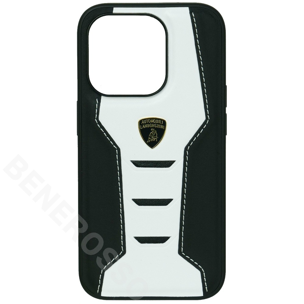 ランボルギーニ iPhone 15Pro レザー バックカバー ウラカン D16 ホワイト LB-TPUPCIP15P-HU/D16-WE