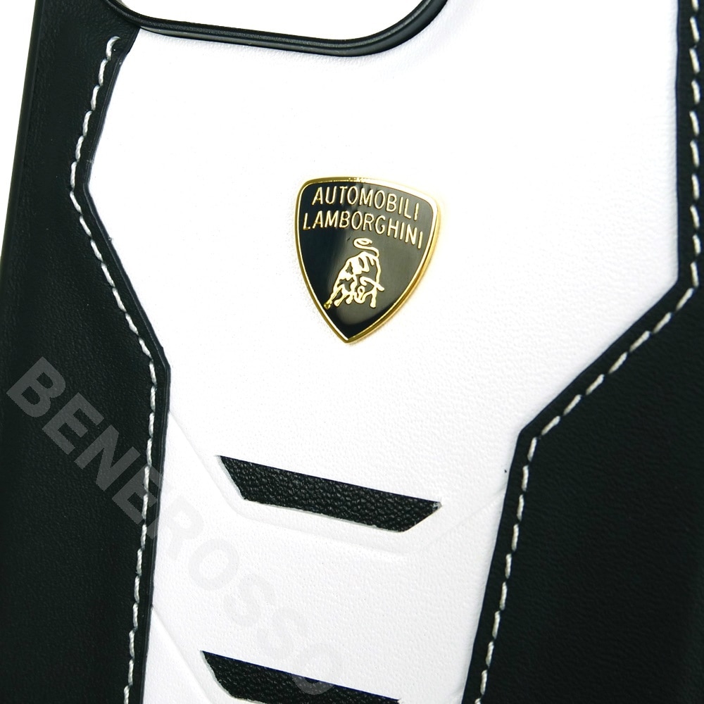 ランボルギーニ iPhone 15Pro レザー バックカバー ウラカン D16 ホワイト LB-TPUPCIP15P-HU/D16-WE