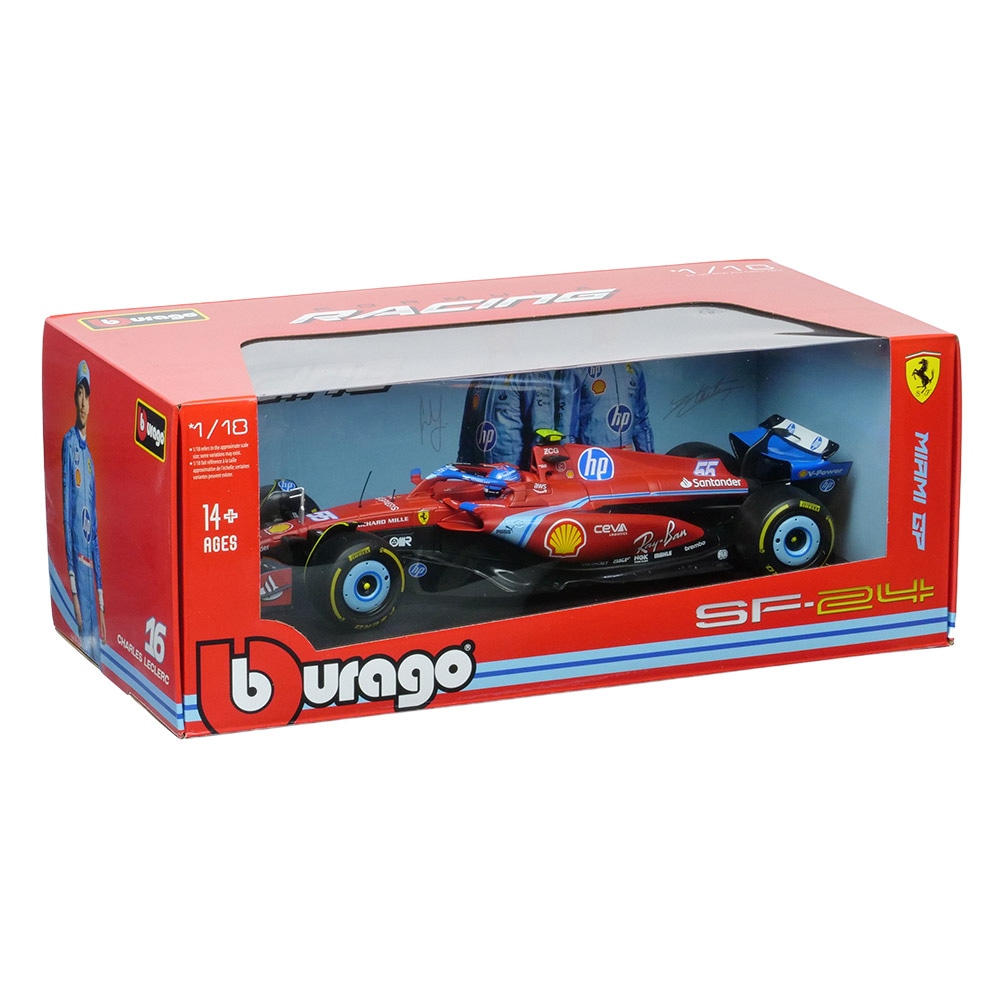 Bburago 1/18スケール フェラーリ SF-24 マイアミGP 2024 #55 C