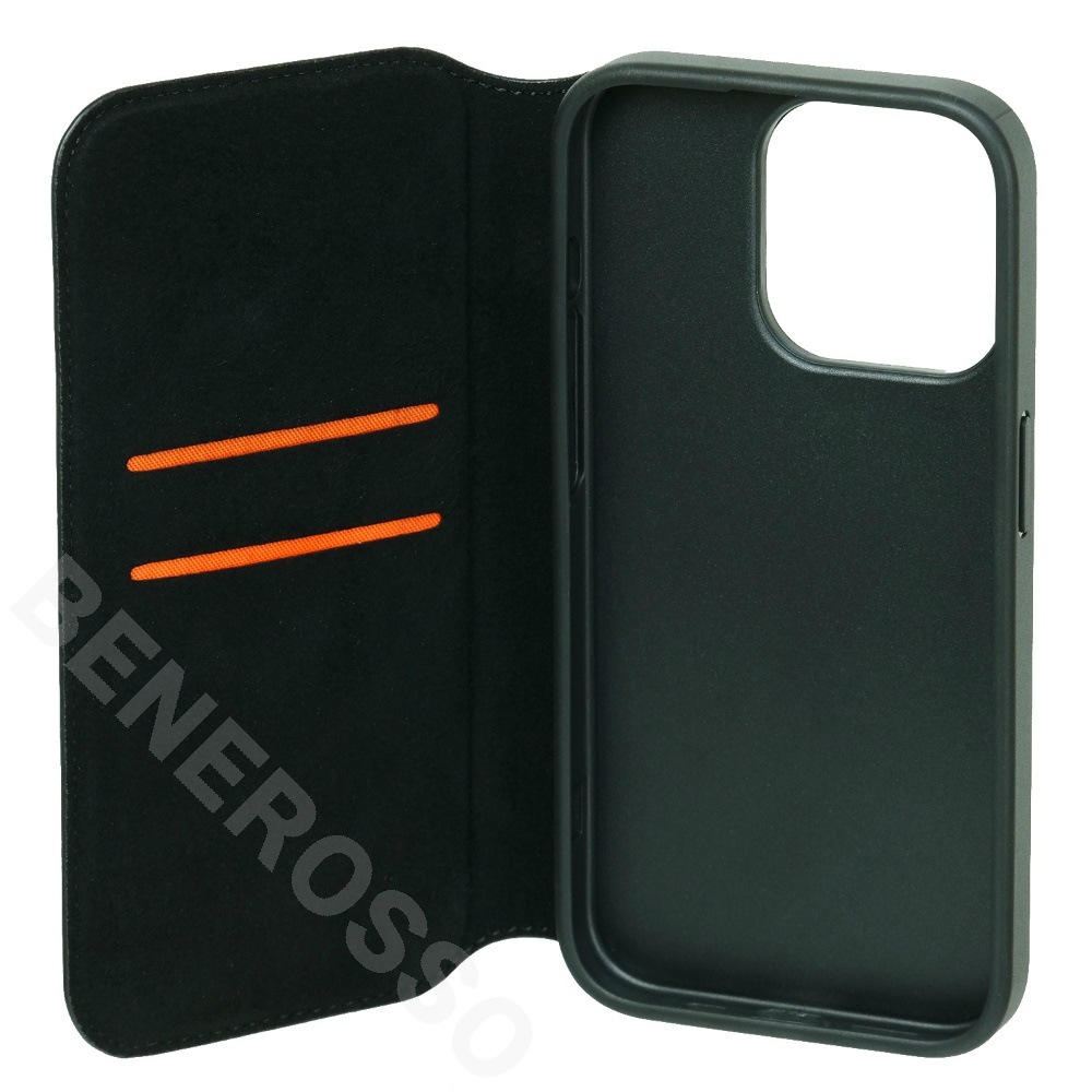 ランボルギーニ iPhone 15Pro レザー ブックタイプケース ウラカン D16 オレンジ LB-TPUFCIP15P-HU/D16-OE