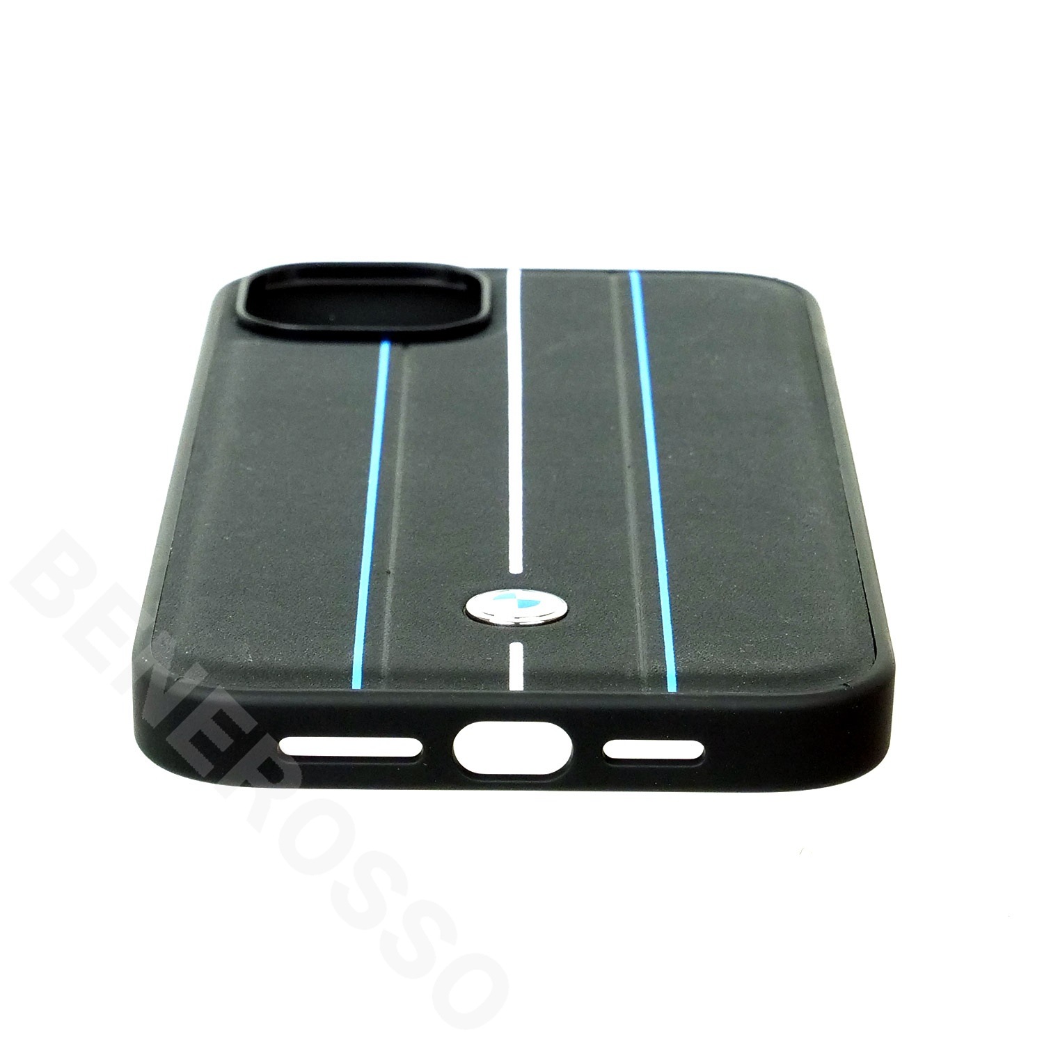 BMW iPhone 14Plus レザー バックカバー HOT STAMP LINES ブラック BMHCP14M22RVSK