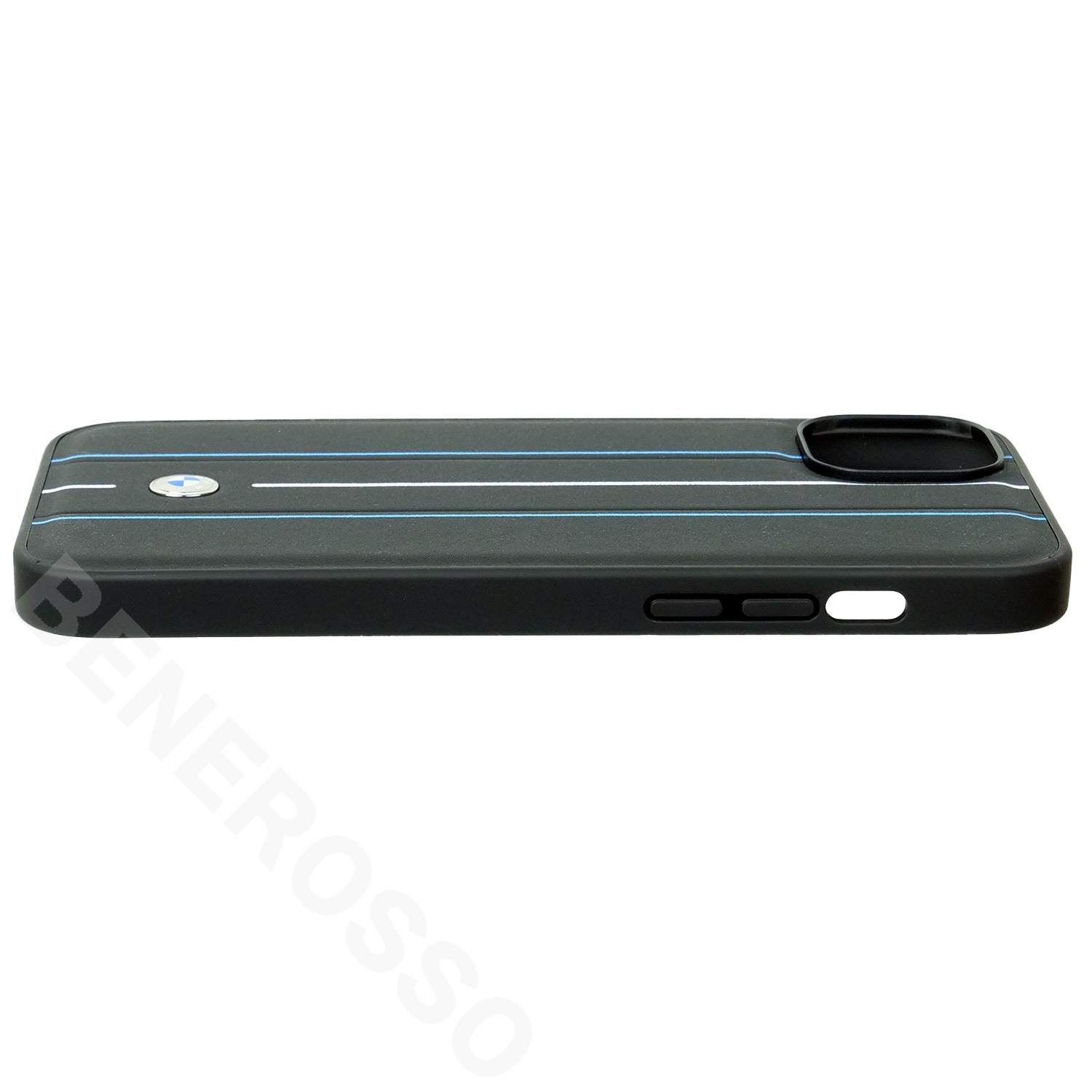 BMW iPhone 14Plus レザー バックカバー HOT STAMP LINES ブラック BMHCP14M22RVSK