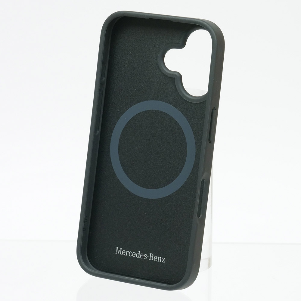 メルセデスベンツ iPhone 16 マグセーフ WOOD IMITATION レザーバックカバー ブラック MEHMP16S23RBGVK