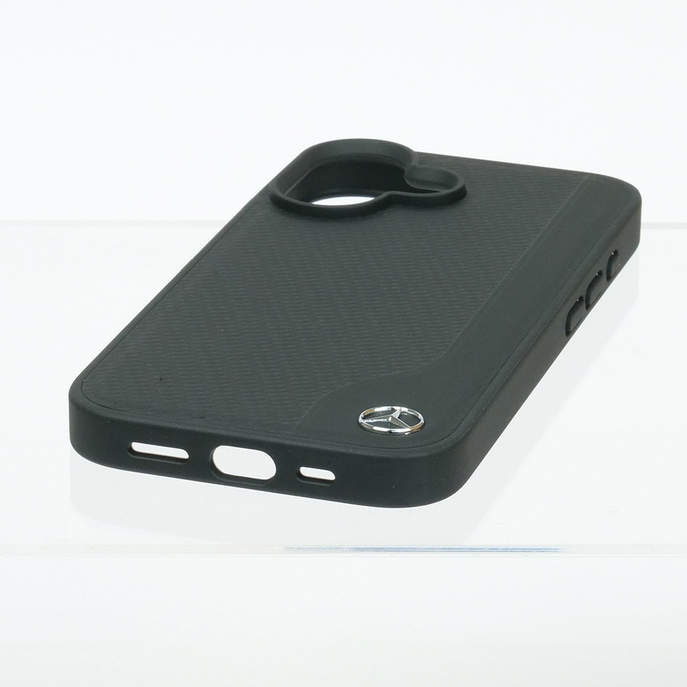 メルセデスベンツ iPhone 16 マグセーフ WOOD IMITATION レザーバックカバー ブラック MEHMP16S23RBGVK