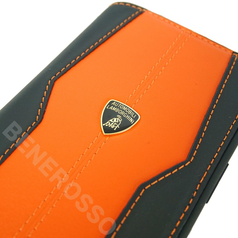 ランボルギーニ iPhone 15ProMax レザー ブックタイプケース ウラカン D1 オレンジ LB-TPUFCIP15PM-HU/D1-OE