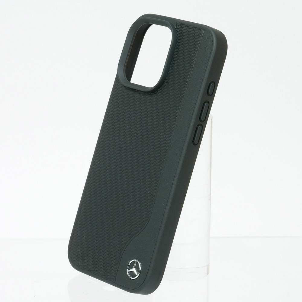 メルセデスベンツ iPhone 16ProMax マグセーフ WOOD IMITATION レザーバックカバー ブラック MEHMP16X23RBGVK