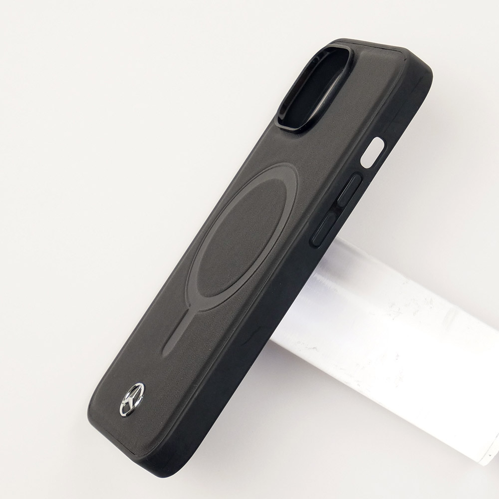 メルセデスベンツ iPhone 14 マグセーフ レザー バックカバー ブラック MEHMP14S23RCMK
