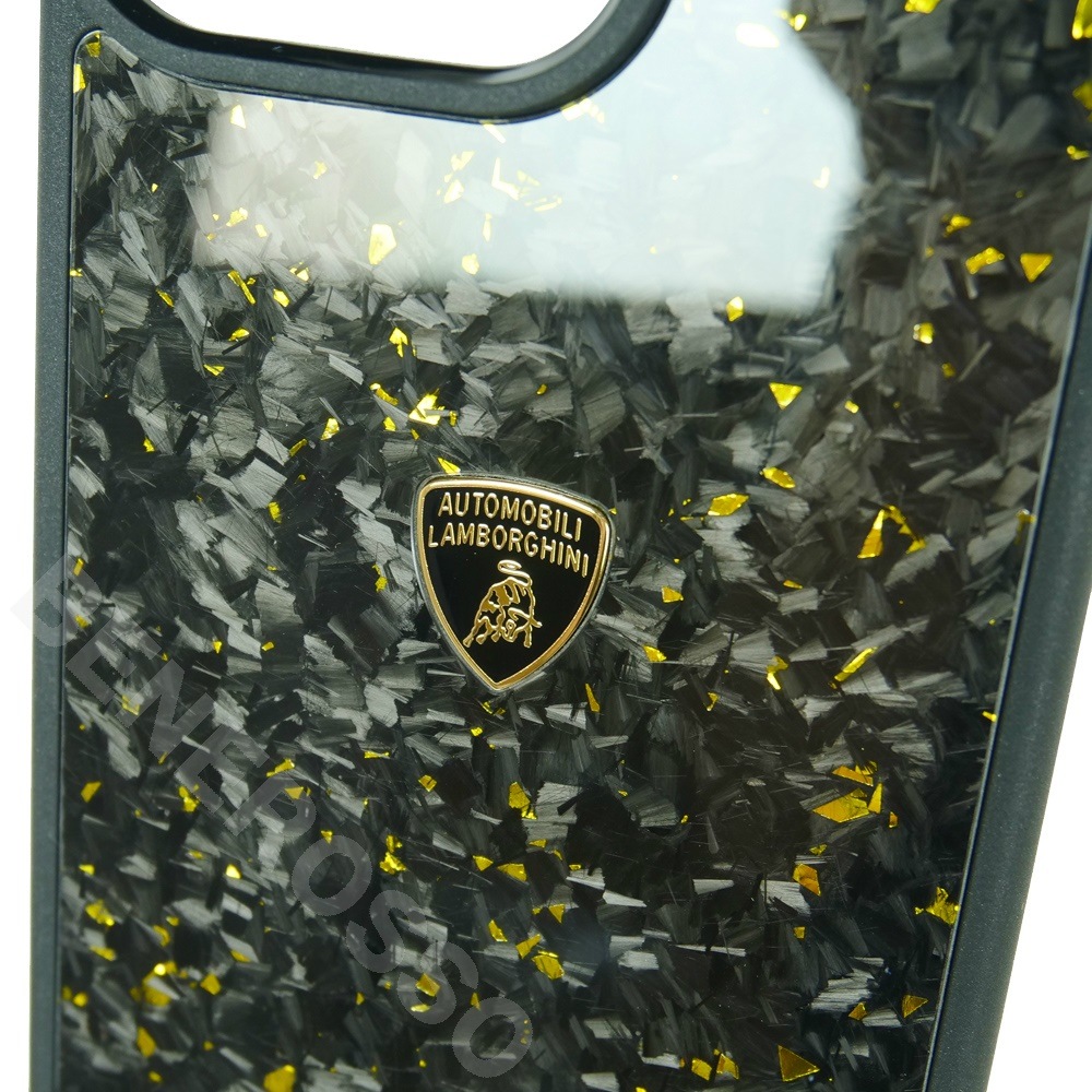 ランボルギーニ iPhone 15ProMax コンポジットカーボン バックカバー ウラカン D14 ブラック LB-TPUPCIP15PM-HU/D14S-GD