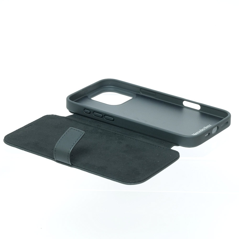 メルセデスベンツ iPhone 16ProMax レザー ブックタイプケース WITH WAVES ブラック MEBKP16X23RWRSK