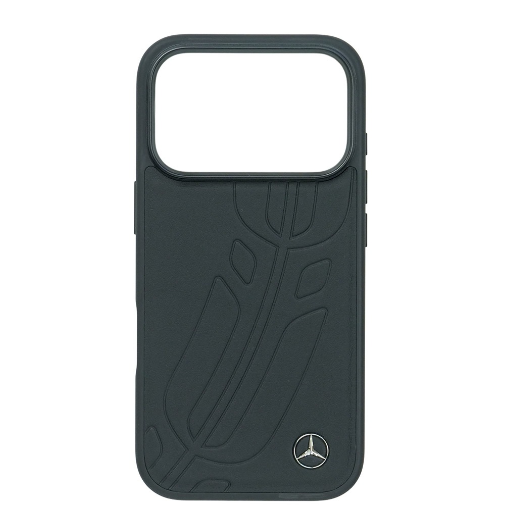 メルセデスベンツ iPhone 17Pro レザー バックカバー ラージ ローレル模様 ブラック マグセーフ対応 MEHMP17L25ROOLK