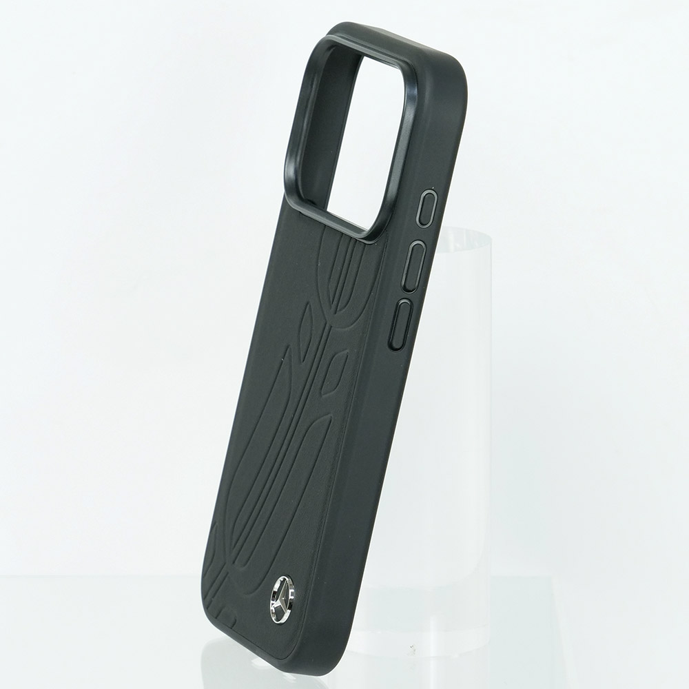 メルセデスベンツ iPhone 17Pro レザー バックカバー ラージ ローレル模様 ブラック マグセーフ対応 MEHMP17L25ROOLK